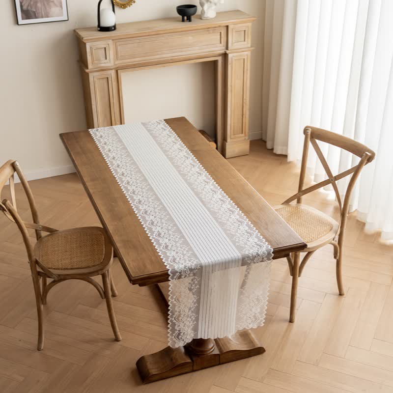 Runner da tavola in pizzo jacquard floreale - image 2
