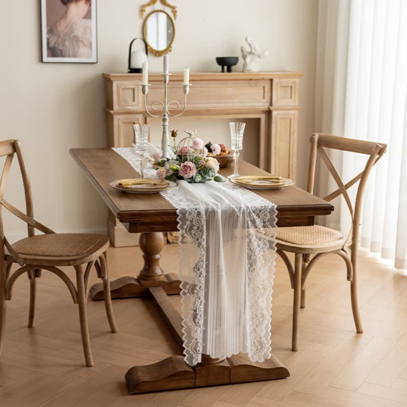 Runner da tavola in pizzo jacquard floreale - image 1