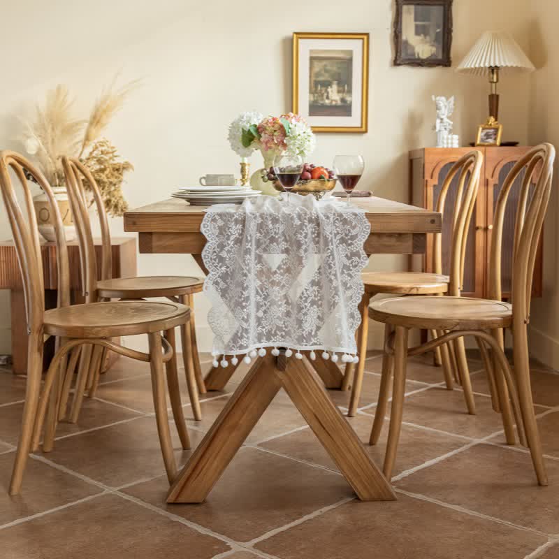 Elegante runner da tavola con nappe in pizzo floreale. - image 1