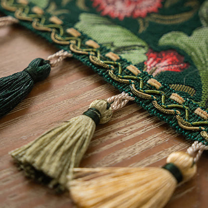 Runner da tavola con nappe jacquard a motivo di foglie tropicali - image 8