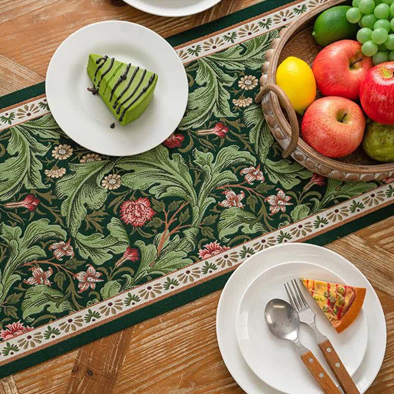 Runner da tavola con nappe jacquard a motivo di foglie tropicali - image 5