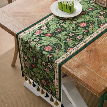 Runner da tavola con nappe jacquard a motivo di foglie tropicali - 35cm x 300cm - image 0