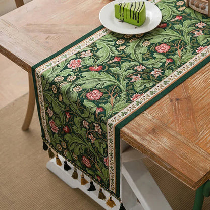 Runner da tavola con nappe jacquard a motivo di foglie tropicali - 35cm x 300cm - image 0
