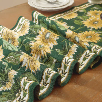 Runner da tavola jacquard con nappe e motivo girasole. - image 5
