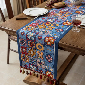 Runner da tavola con nappe jacquard a motivo geometrico - 35cm x 300cm - image 0