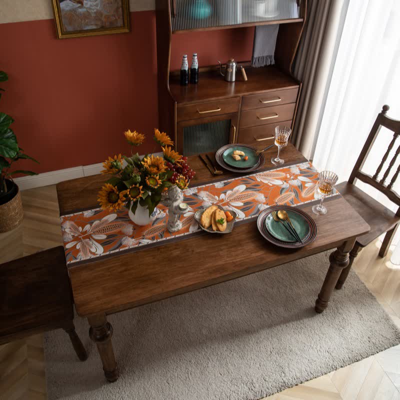 Runner da tavola artistico in jacquard di mais con nappe - image 3