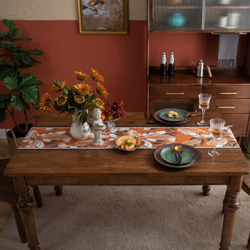 Runner da tavola artistico in jacquard di mais con nappe - image 2