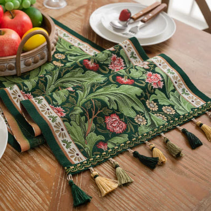 Runner da tavola con nappe jacquard a motivo di foglie tropicali - image 6