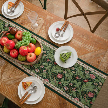 Runner da tavola con nappe jacquard a motivo di foglie tropicali - image 4