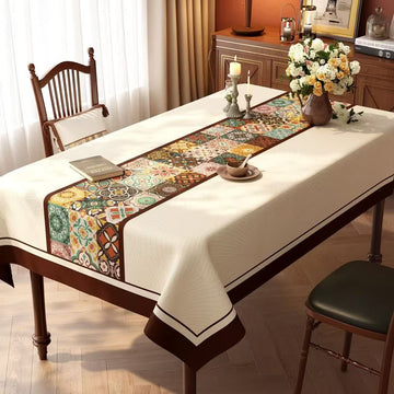 Tovaglia in stile boho marocchino con motivo a patchwork di piastrelle. - UN - 140cm x 220cm - image 0