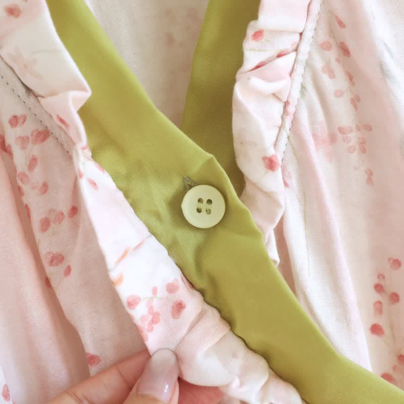 Kimono da notte in garza di cotone con stampa floreale a piccoli motivi - image 7
