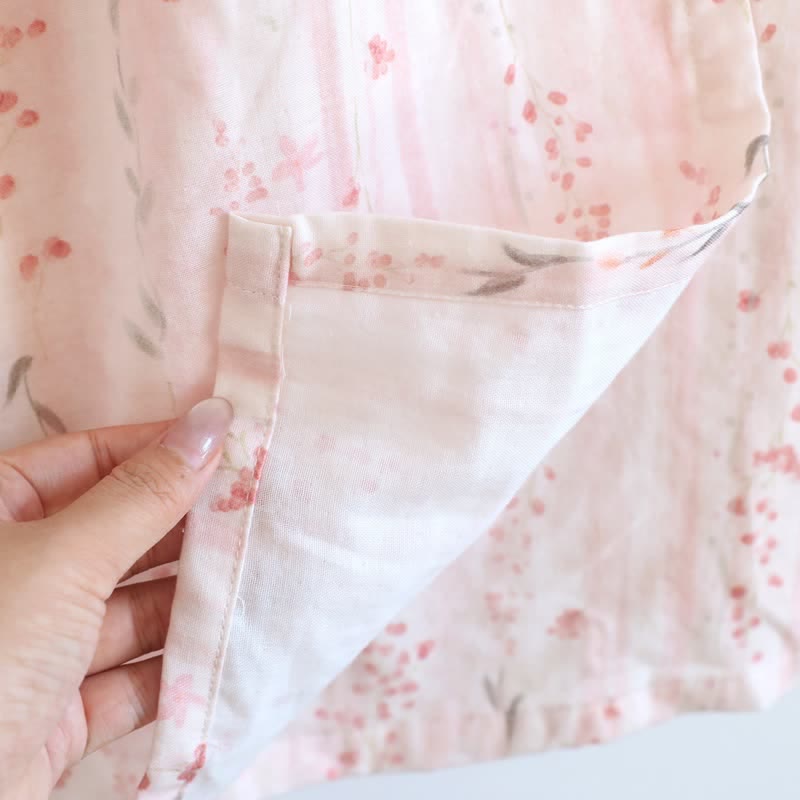 Kimono da notte in garza di cotone con stampa floreale a piccoli motivi - image 10