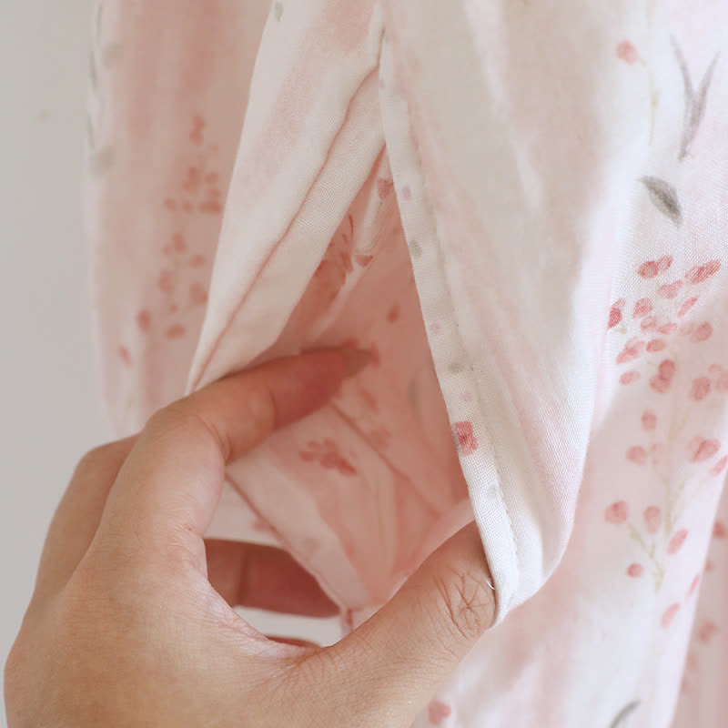 Kimono da notte in garza di cotone con stampa floreale a piccoli motivi - image 9