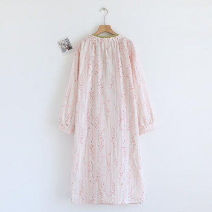 Kimono da notte in garza di cotone con stampa floreale a piccoli motivi - image 3