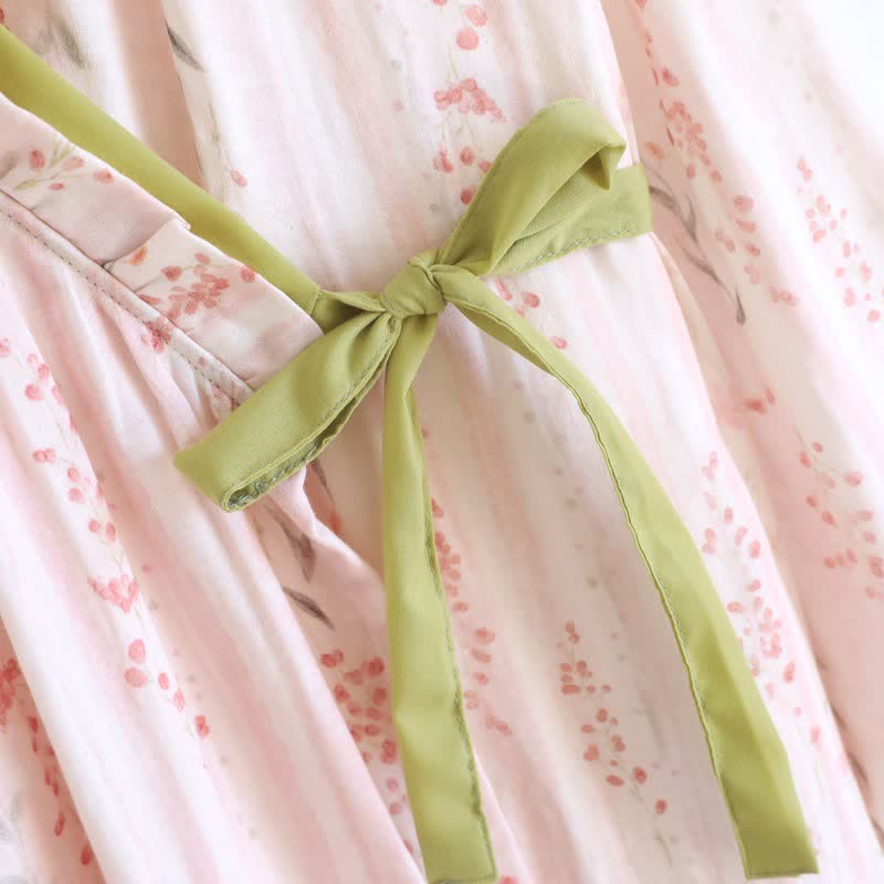Kimono da notte in garza di cotone con stampa floreale a piccoli motivi - image 6