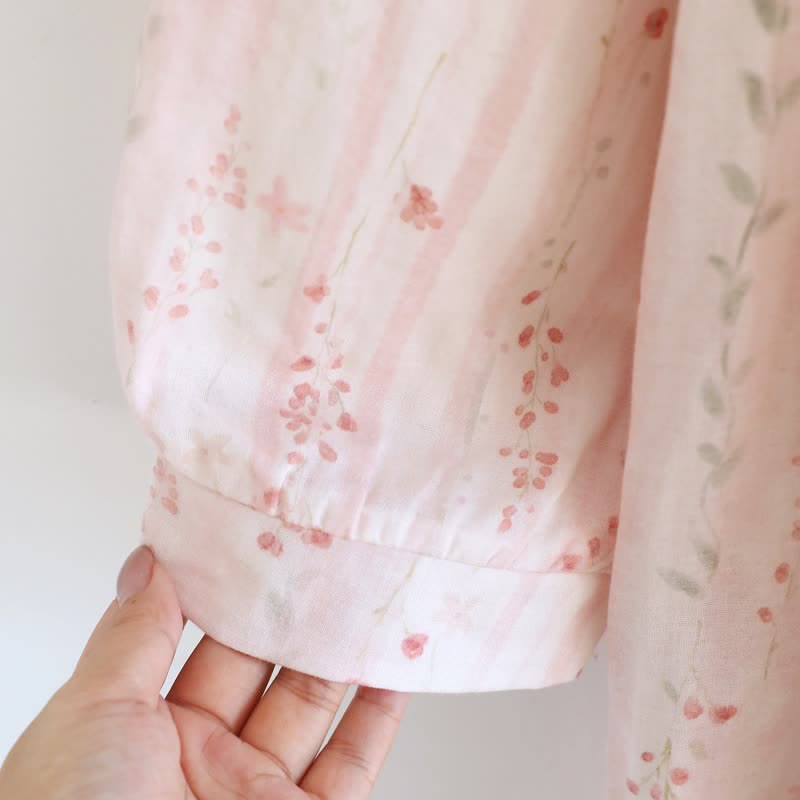 Kimono da notte in garza di cotone con stampa floreale a piccoli motivi - image 8