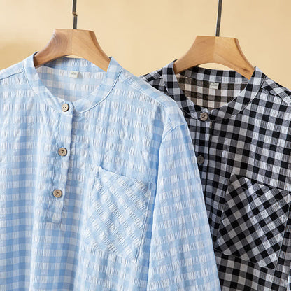 Camicia da notte classica a quadri in puro cotone - image 2