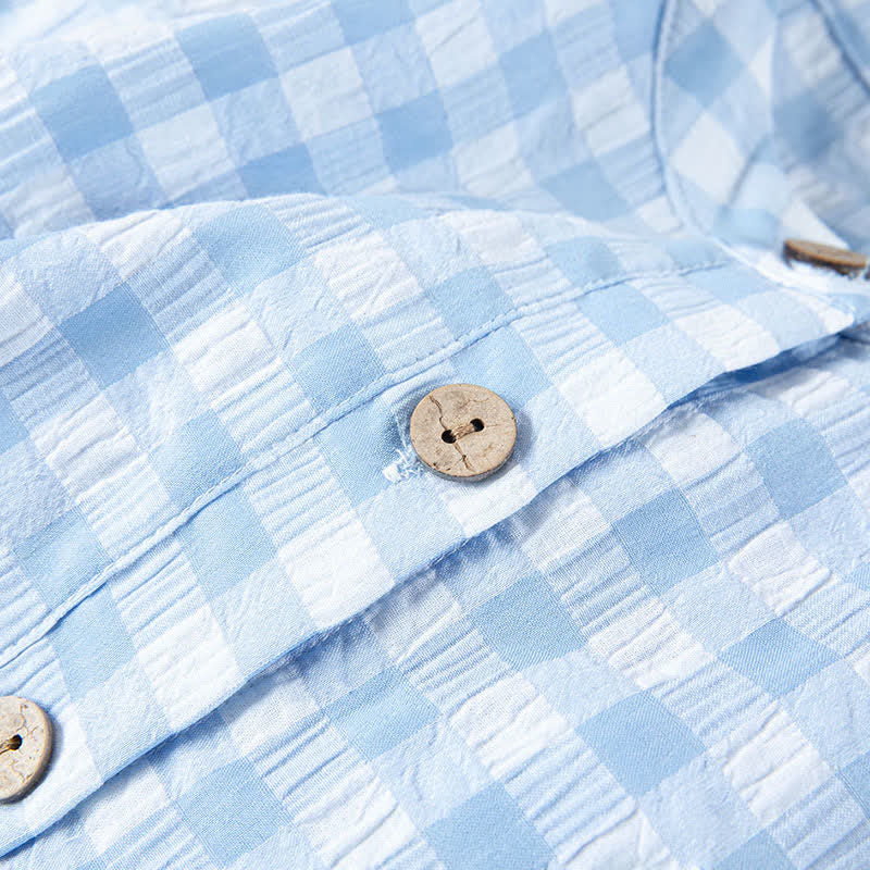 Camicia da notte classica a quadri in puro cotone - image 12