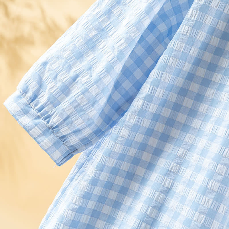 Camicia da notte classica a quadri in puro cotone - image 11