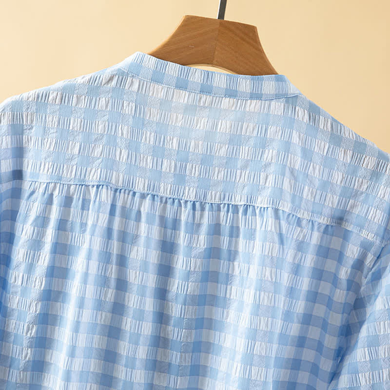 Camicia da notte classica a quadri in puro cotone - image 10