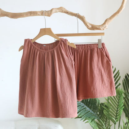 Completo composto da canotta e pantaloncini in doppia garza di cotone. - Rosso - XL - image 11