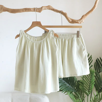 Completo composto da canotta e pantaloncini in doppia garza di cotone. - Verde - XL - image 12