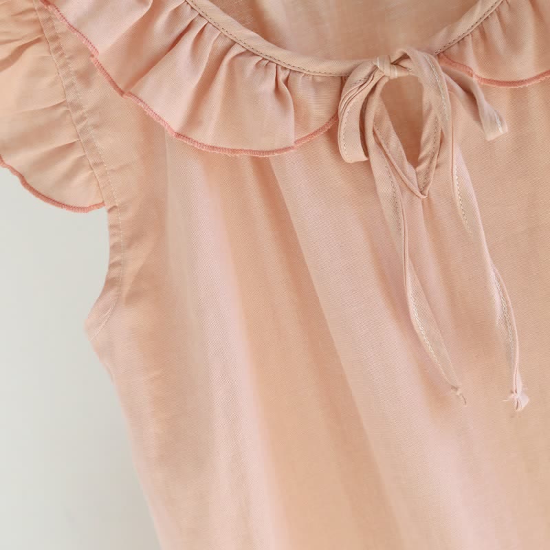 Camicia da notte in garza di cotone tinta unita con maniche a volant - image 9