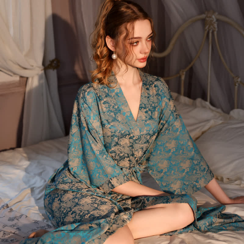 Kimono a maniche a 3/4 con motivo vintage - image 3