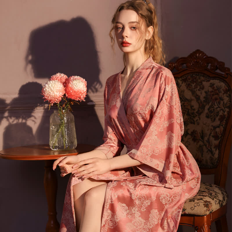 Kimono romantico a maniche a 3/4 con rose - image 1
