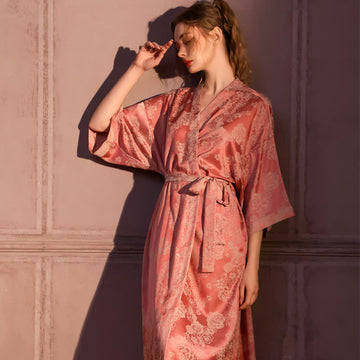 Kimono romantico a maniche a 3/4 con rose - Rosa - Taglie forti - image 0