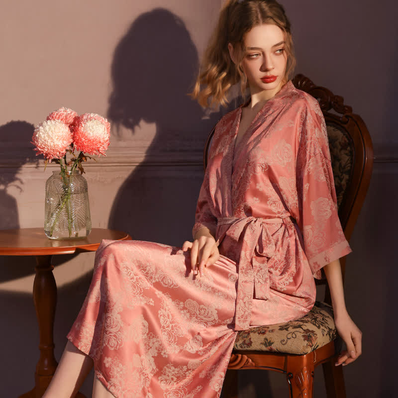 Kimono romantico a maniche a 3/4 con rose - image 2