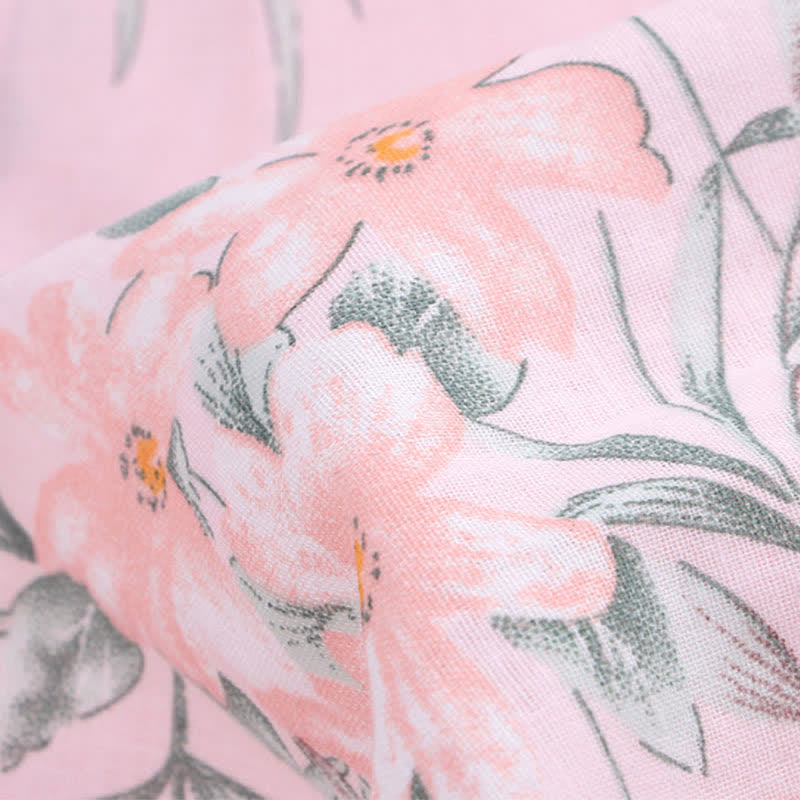 Kimono in garza di cotone a fantasia floreale rosa - image 7