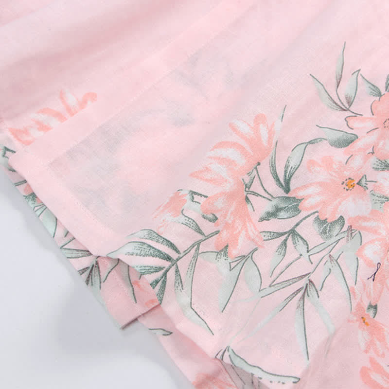 Kimono in garza di cotone a fantasia floreale rosa - image 8