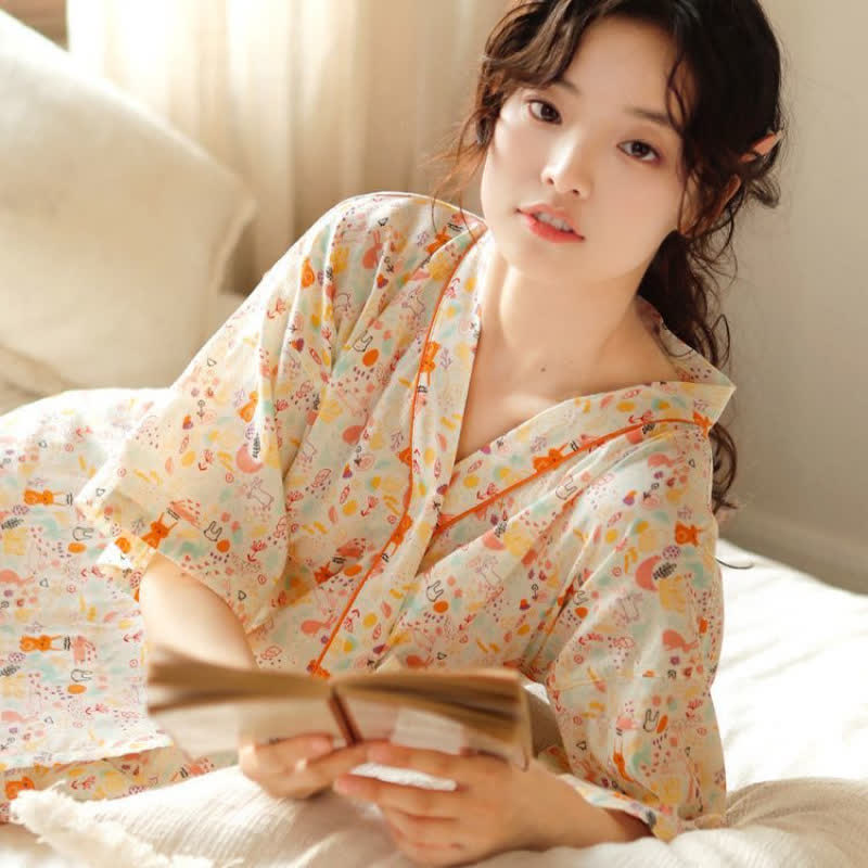 Camicia da notte kimono con coniglietto e luna - image 5