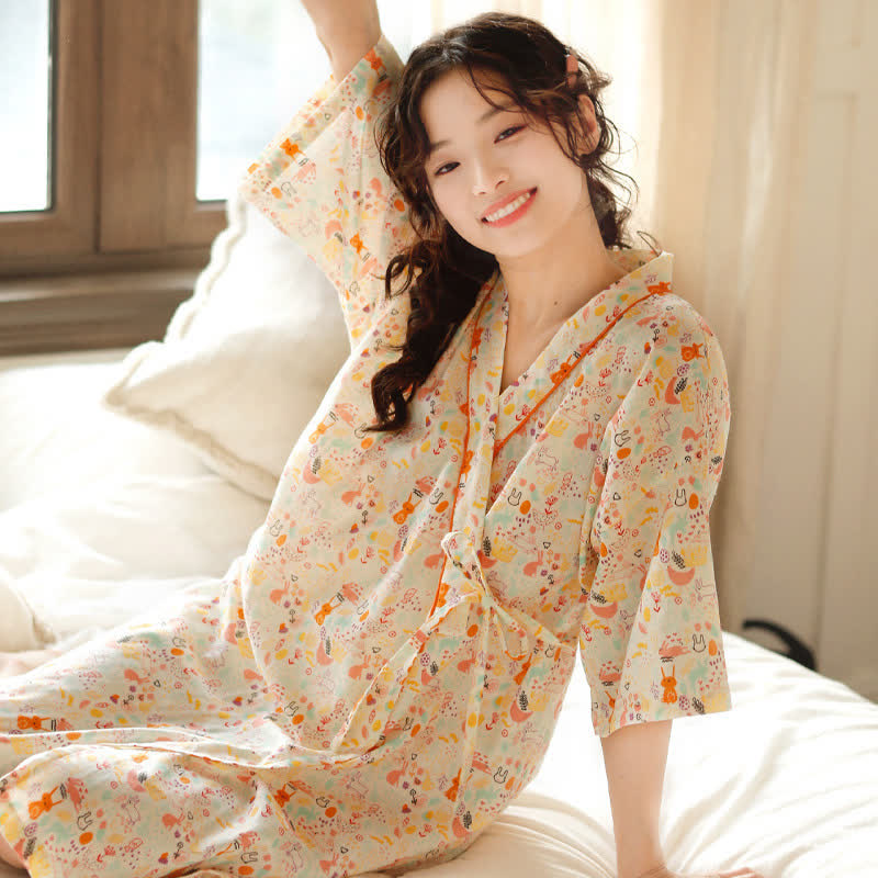 Camicia da notte kimono con coniglietto e luna - image 2