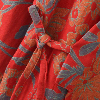 Kimono in cotone jacquard con motivo floreale pastorale - image 5