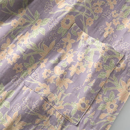 Kimono in cotone jacquard con motivo floreale pastorale - image 17