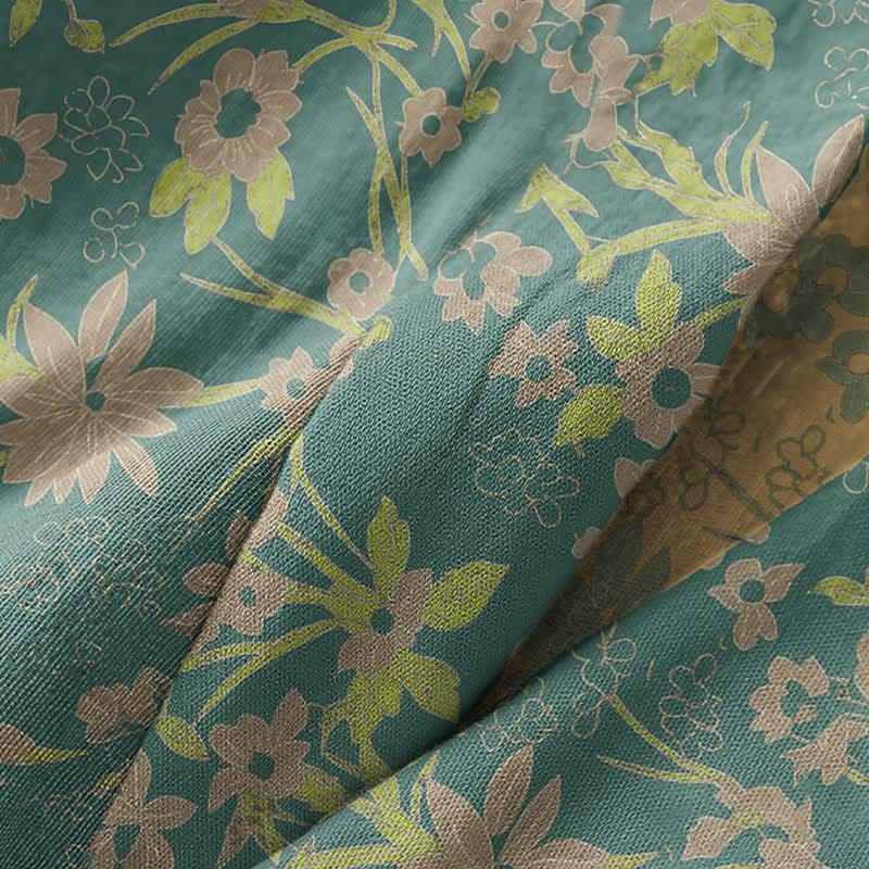Kimono in cotone jacquard con motivo floreale pastorale - image 10