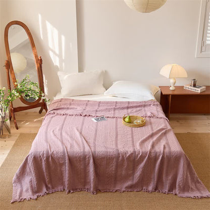 Coperta trapuntata a nido d'ape con frange a nappe - Rosa - Matrimoniale - image 4