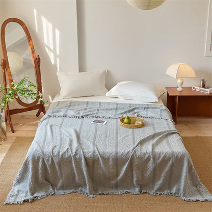 Coperta trapuntata a nido d'ape con frange a nappe - Grigio - Matrimoniale - image 6