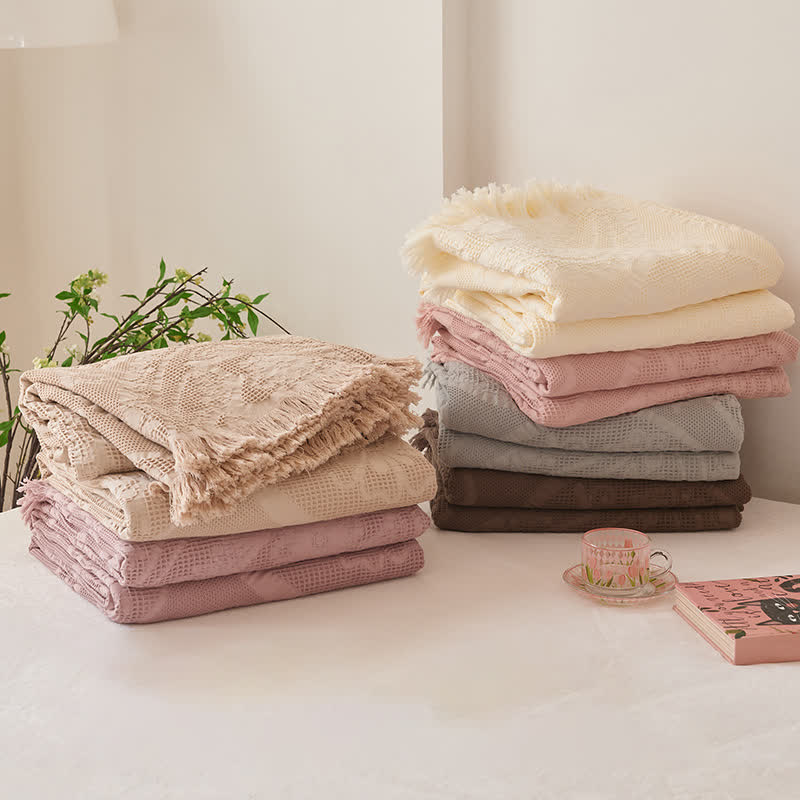 Elegante coperta trapuntata jacquard con trama a nido d'ape - image 1