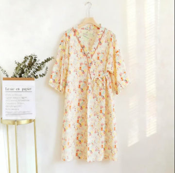 Camicia da notte kimono con coniglietto e luna - Beige - 2XL - image 0