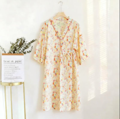 Camicia da notte kimono con coniglietto e luna - Beige - 2XL - image 0