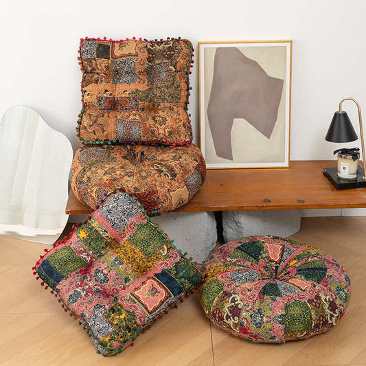 Cuscino da pavimento mandala patchwork in stile bohémien - image 0