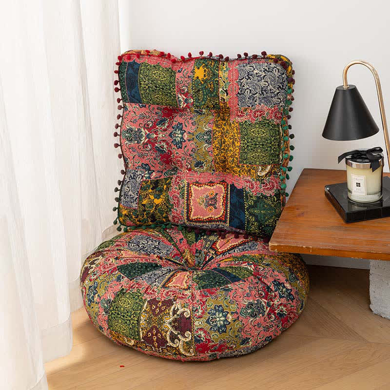 Cuscino da pavimento mandala patchwork in stile bohémien - image 1