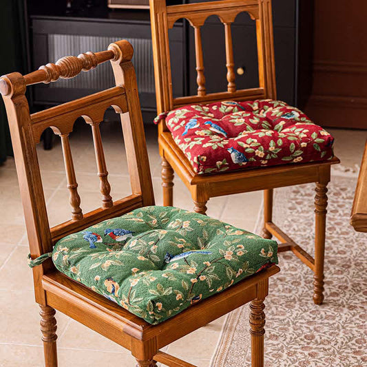 Cuscino per sedia vintage con stampa botanica di uccelli - image 0