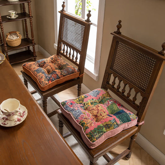 Cuscino per sedia in stile patchwork bohémien con lacci di fissaggio - image 0