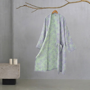 Kimono in doppia garza di cotone con motivo a fiori di pesco - image 0
