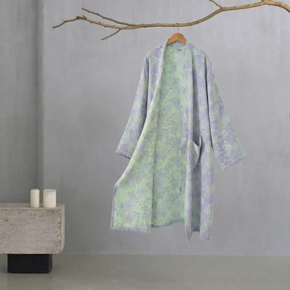Kimono in doppia garza di cotone con motivo a fiori di pesco - image 0