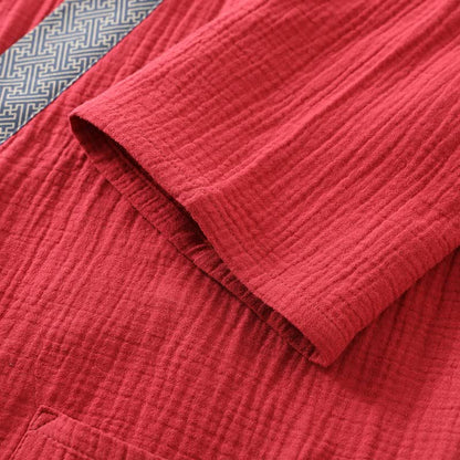Accappatoio classico in garza di cotone con finiture decorative. - image 7